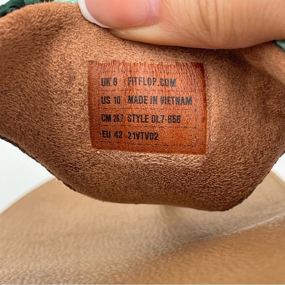 Fitflop Lulu Silky Weave Green Wedge Thong Sandals Women’s size 10 Comfort - Picture 12 of 13